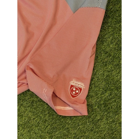 Footjoy Polo Shirt Mens XL Red Blue Striped Golf Stretch Casual Preppy FJ - Picture 4 of 13